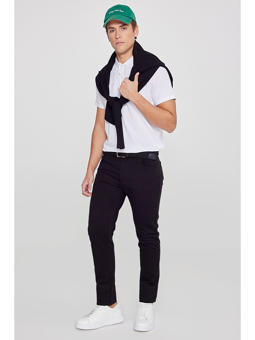 Erkek Siyah Slim Fit Dar Kesim 5 Cep Pamuklu Esnek  Chino Pantolon-1