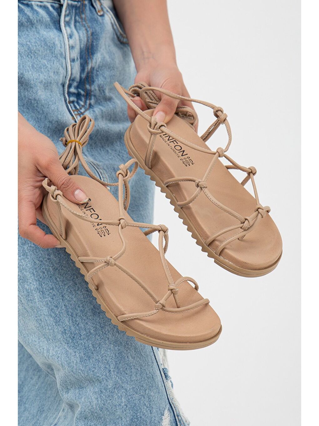 Bej D1001 Günlük Ortopedik Kadın Sandalet-5