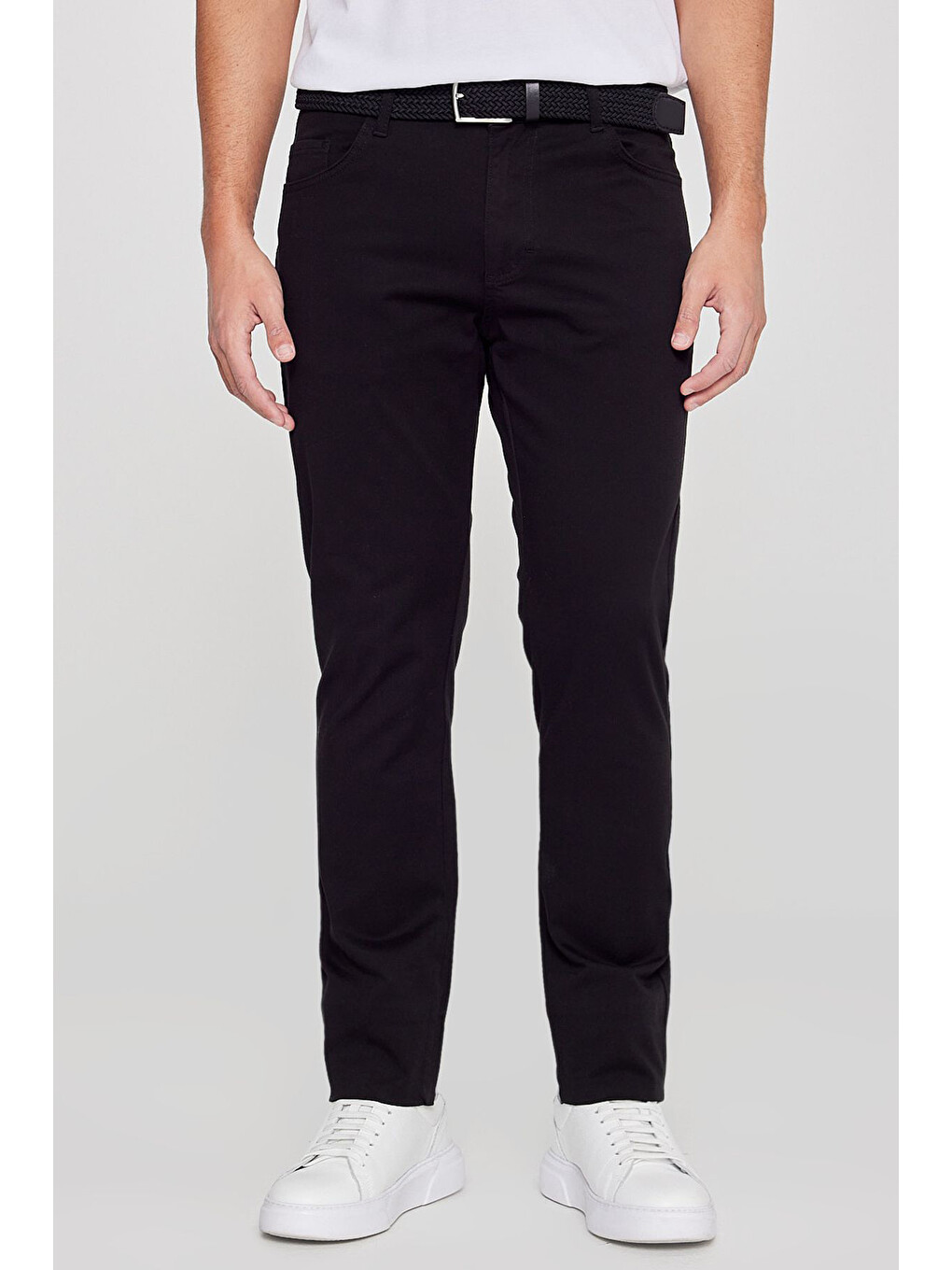 Erkek Siyah Slim Fit Dar Kesim 5 Cep Pamuklu Esnek  Chino Pantolon-2