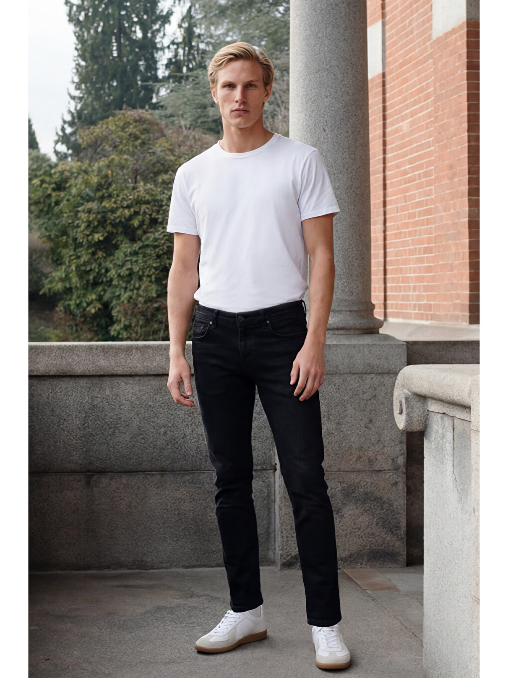 Erkek Siyah Slim Fit Dar Kesim 5 Cep Pamuklu Esnek  Chino Pantolon-3