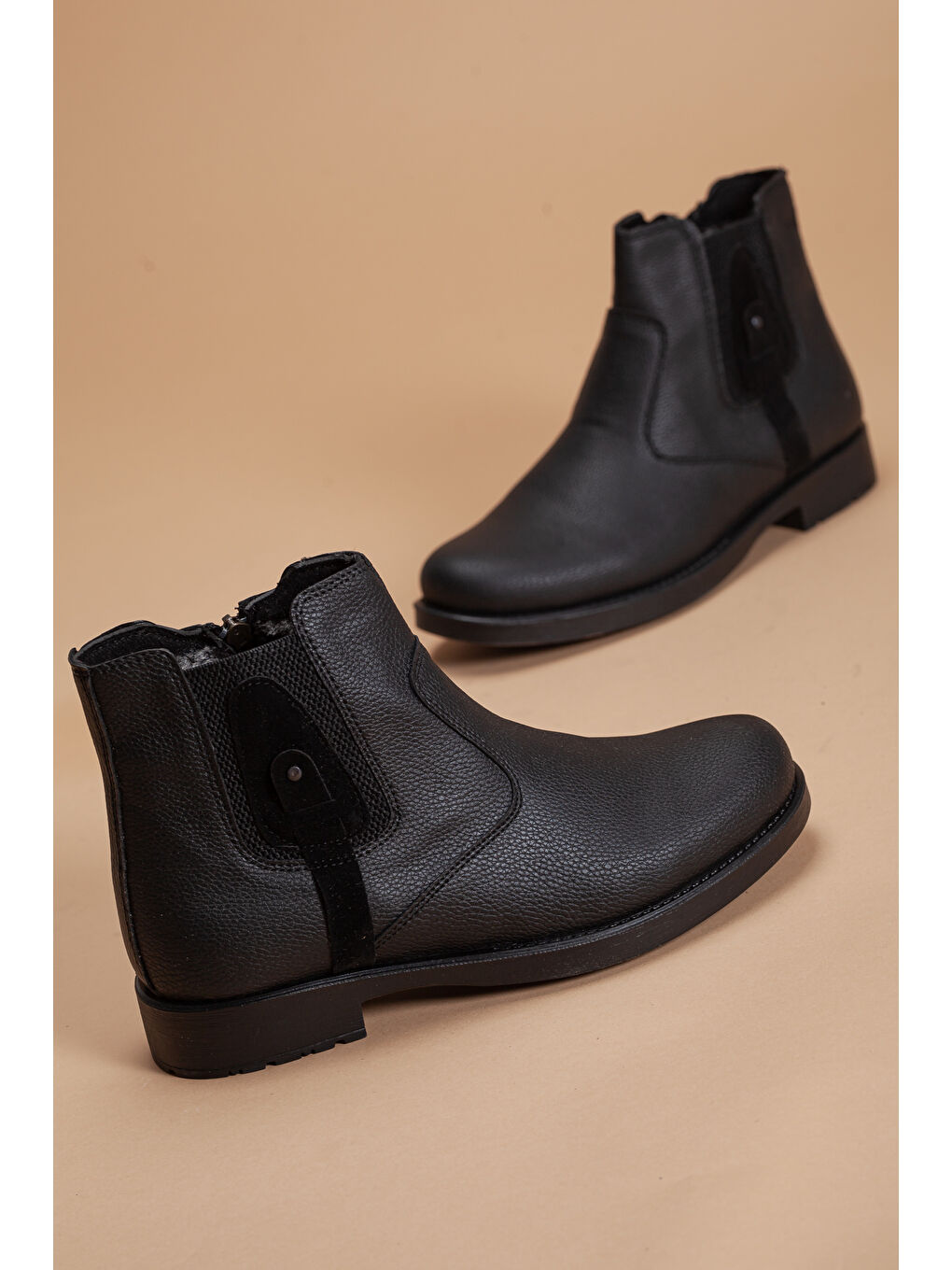 Siyah D751 Taban Dahil Komple Kürklü Soğuk Geçirmez Erkek Bot-7