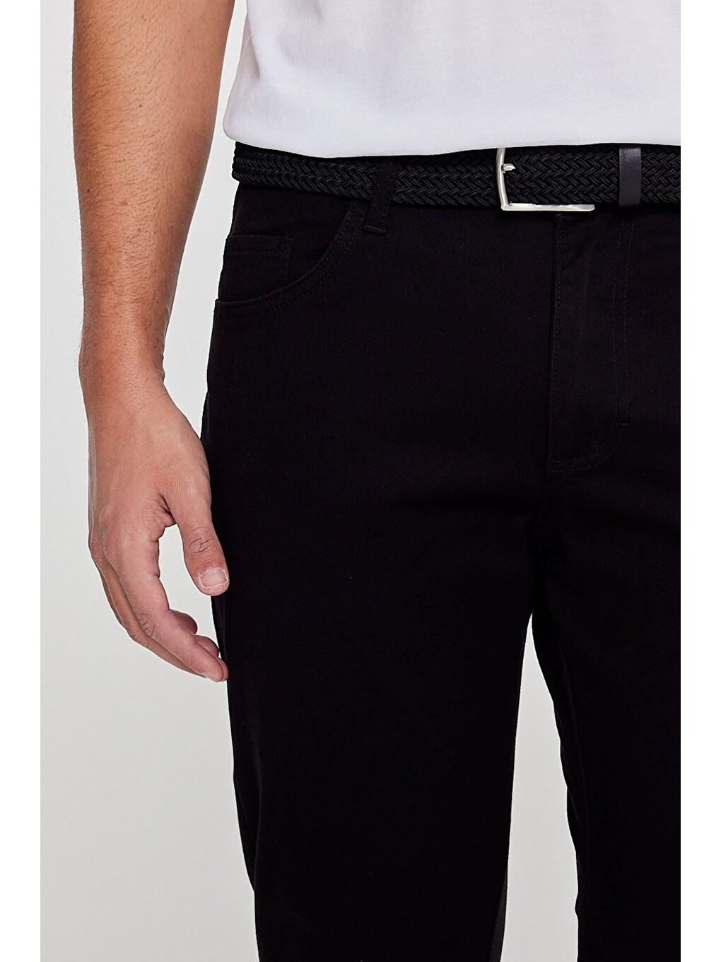 Erkek Siyah Slim Fit Dar Kesim 5 Cep Pamuklu Esnek  Chino Pantolon-7