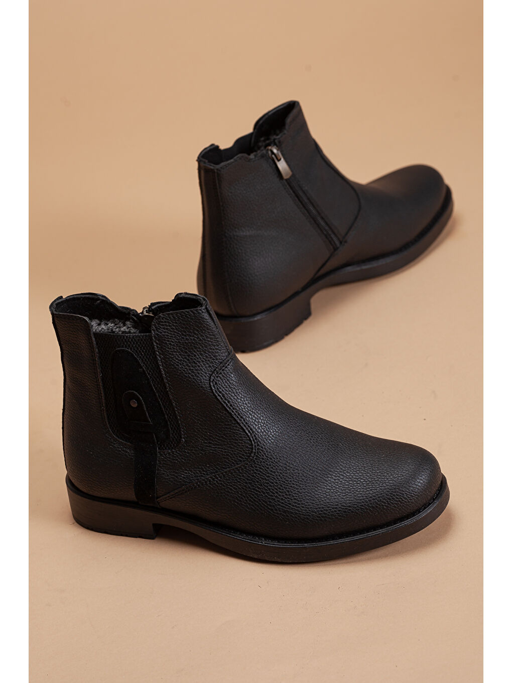 Siyah D751 Taban Dahil Komple Kürklü Soğuk Geçirmez Erkek Bot-9