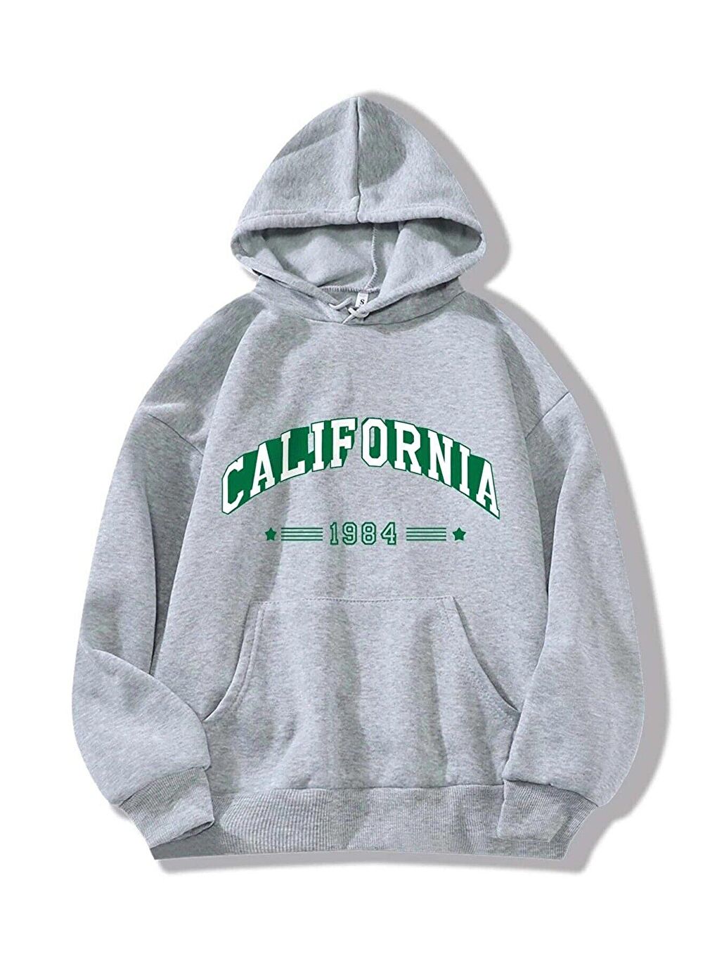 Beyaz Unisex Gri California 1984 Baskılı Oversize Sweatshirt