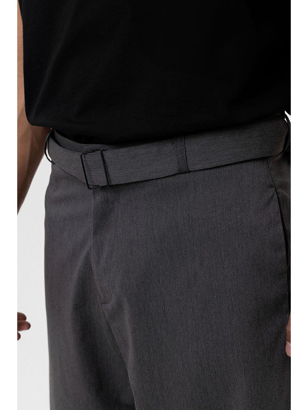 Kemerli Baggy Kumaş Erkek Pantolon  Antrasit-4
