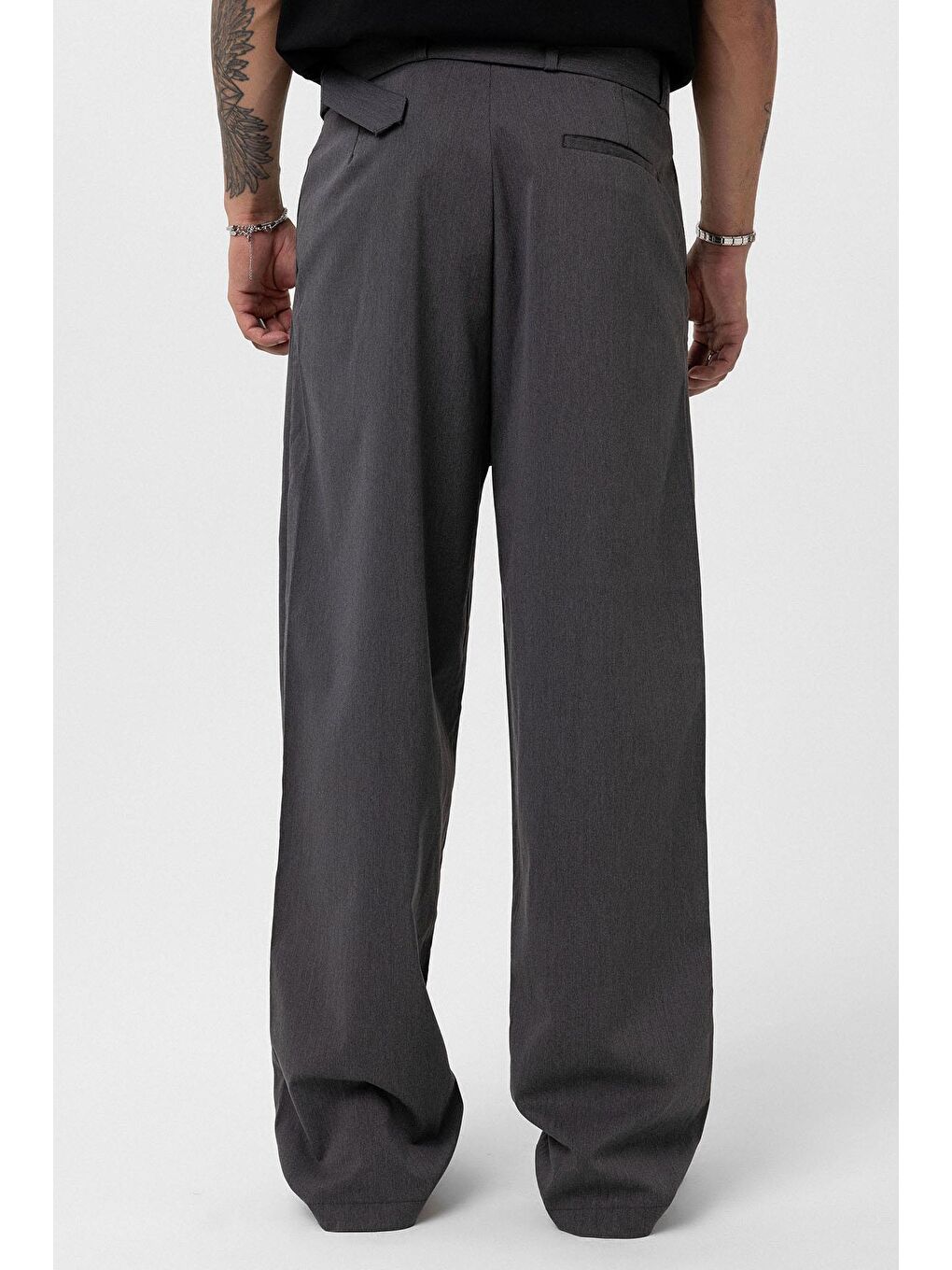 Kemerli Baggy Kumaş Erkek Pantolon  Antrasit-5