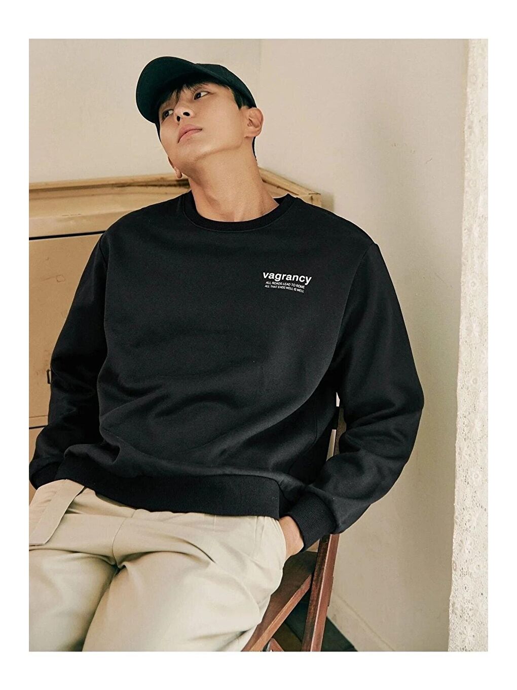 Siyah Vargancy Tasarım Baskılı Oversize Uzun Kollu Sweatshirt-2