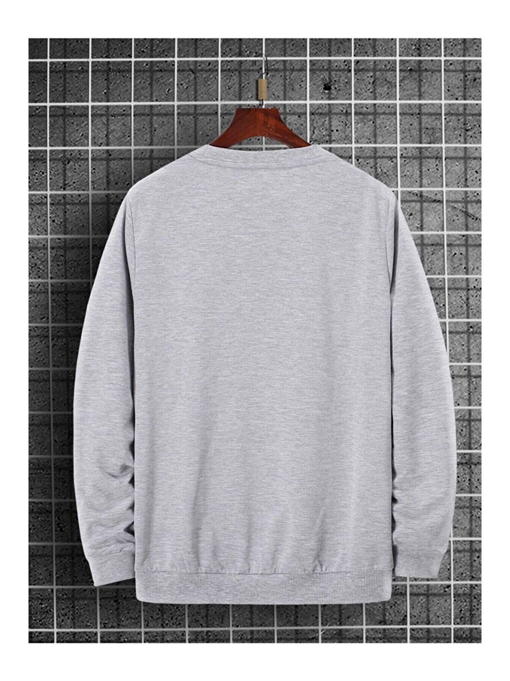 Gri Erkek Brooklyn Baskili GRİ Oversize Sweatshirt-1