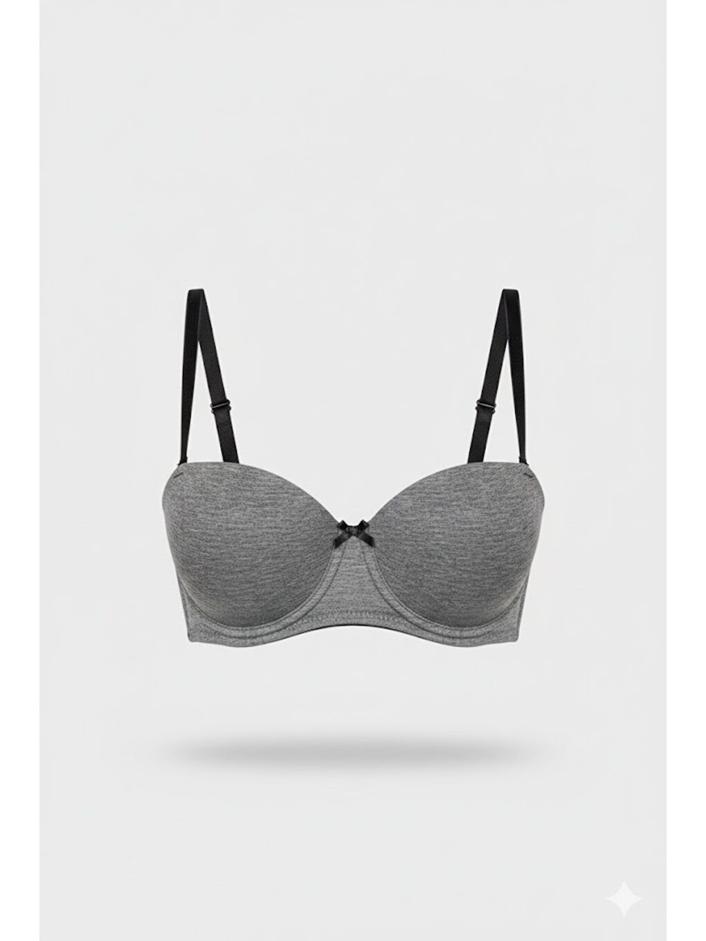 Detekli Straplez Sütyen C18175 Gri Melanj