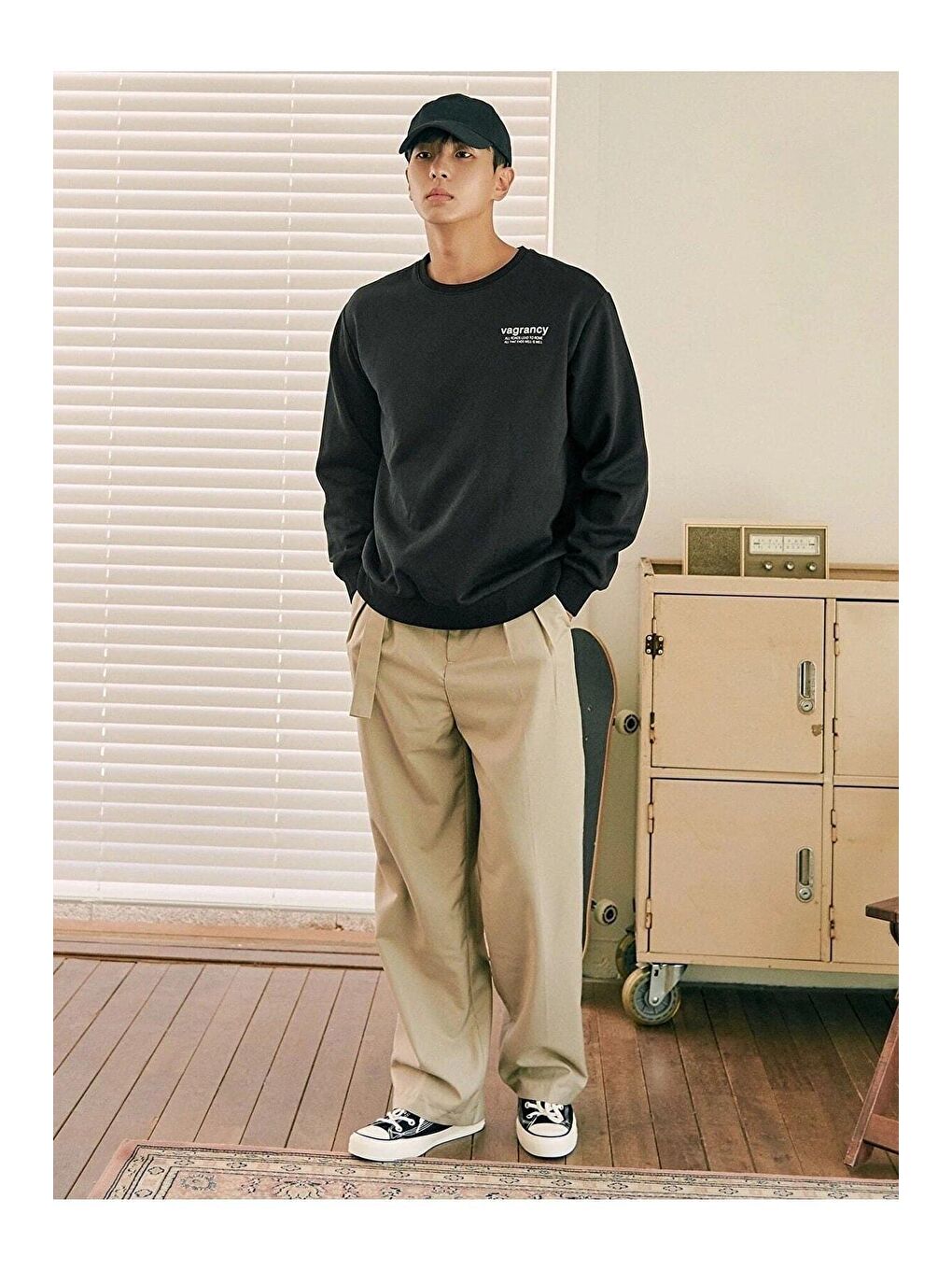 Siyah Vargancy Tasarım Baskılı Oversize Uzun Kollu Sweatshirt-4