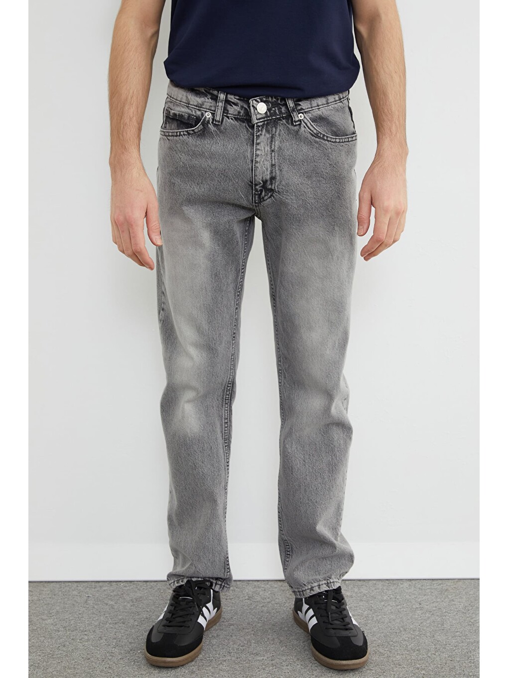 Gri Fermuarlı Baggy Jean-2