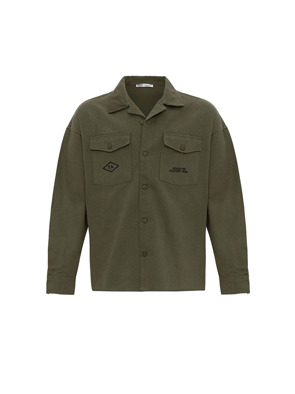 Haki Arka Baskılı Oversize Denim Erkek Ceket-1