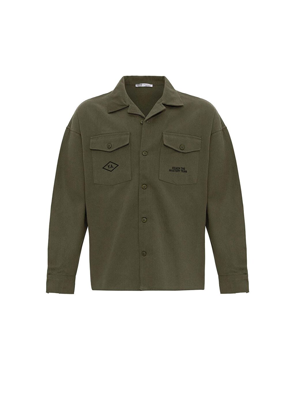 Haki Arka Baskılı Oversize Denim Erkek Ceket-6