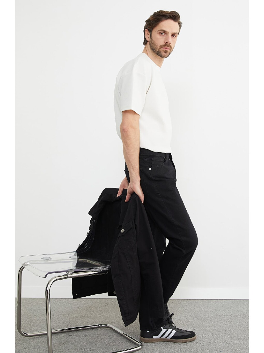 Siyah Fermuarlı Baggy Jean-3
