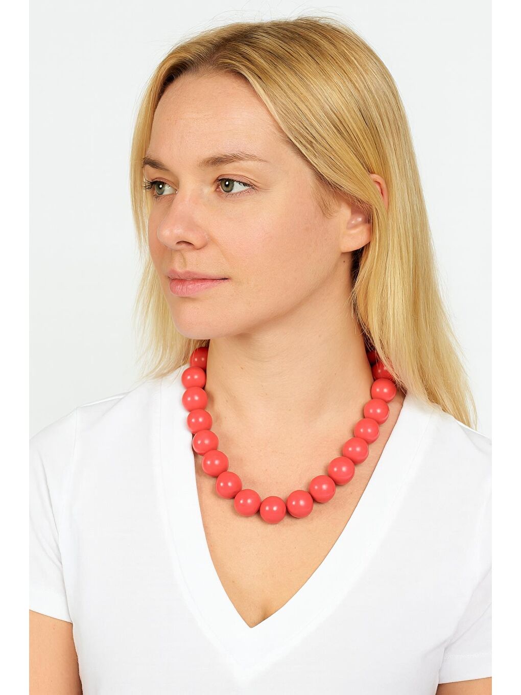 Pembe Büyük Boncuklu Kadın Kolye - 20mm Boncuklu-1