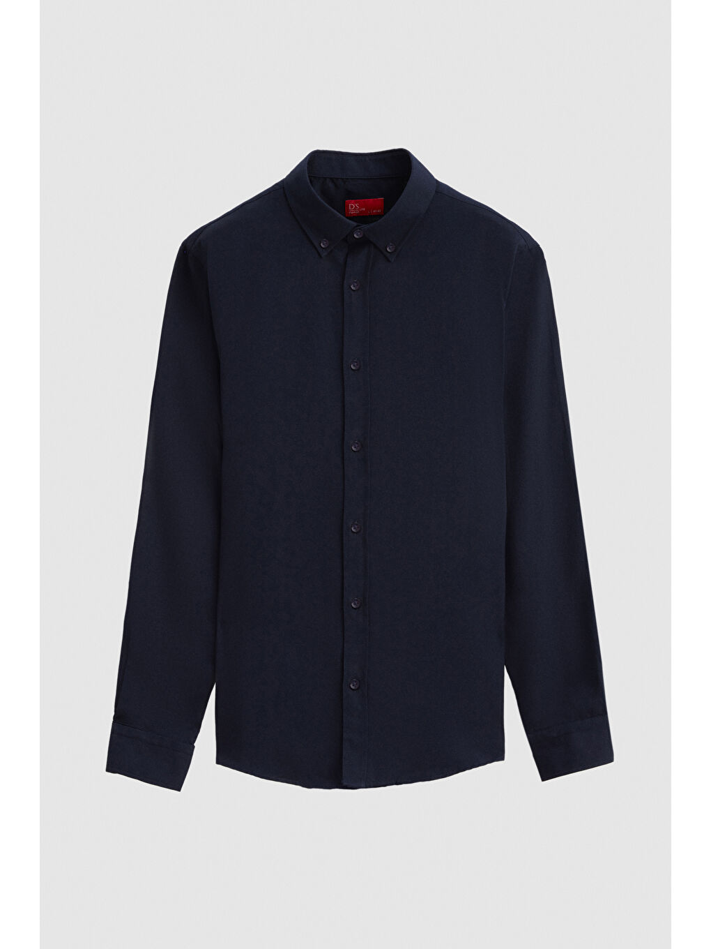 Slim Fit Lacivert Armürlü Düğmeli Yaka Pamuklu Gömlek-4