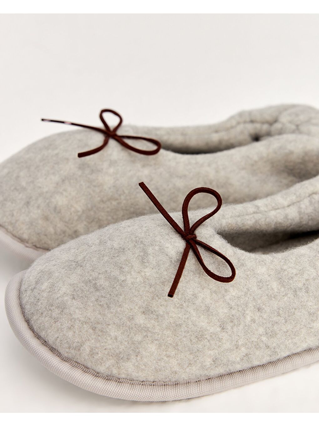 Gri PURE -  Kurdeleli Kadın Ev İçi Ayakkabı-5