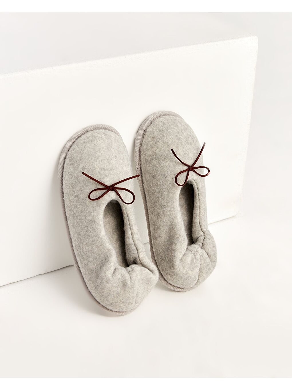 Gri PURE -  Kurdeleli Kadın Ev İçi Ayakkabı-6