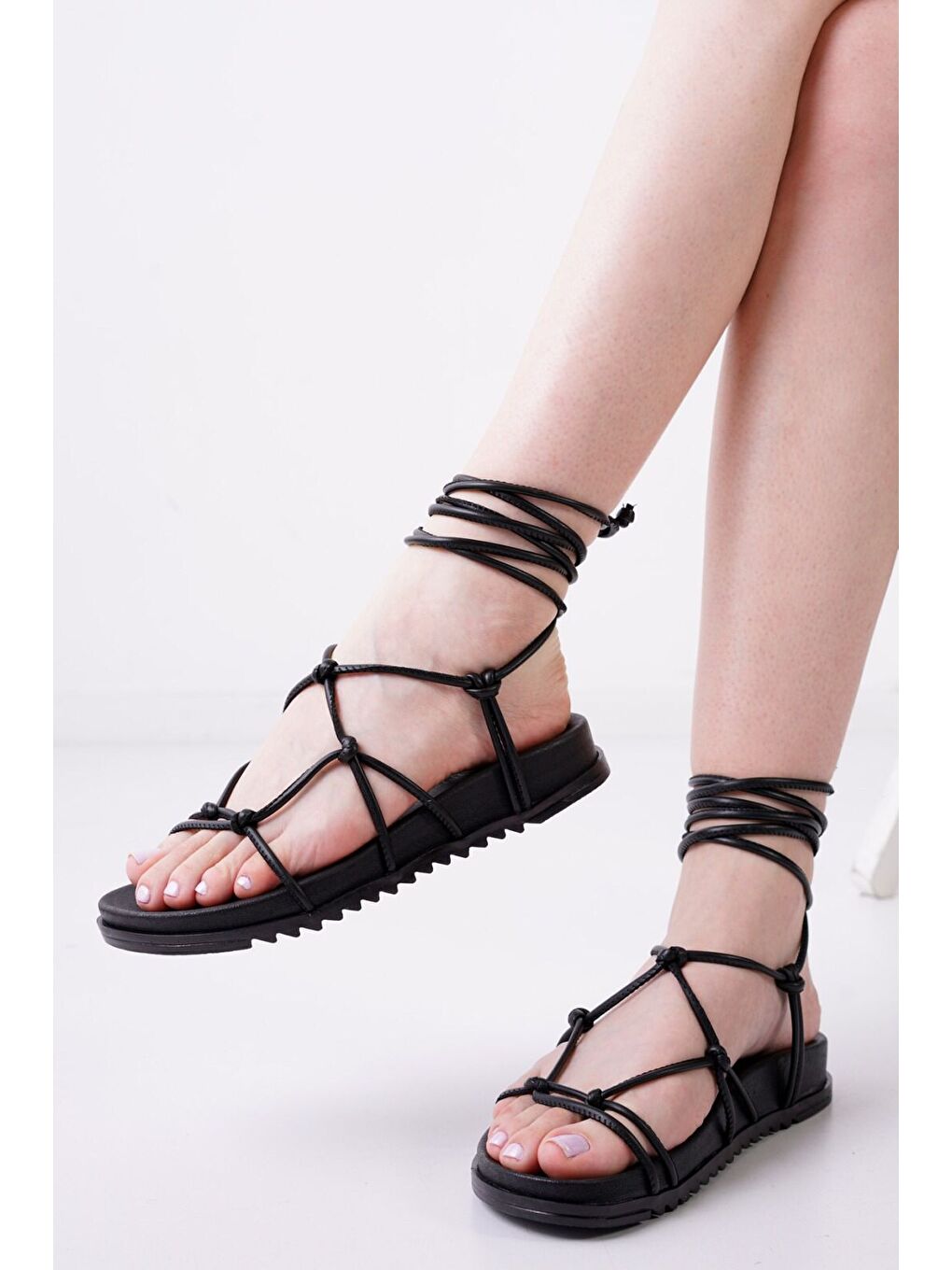 Siyah D1001 Günlük Ortopedik Kadın Sandalet-9