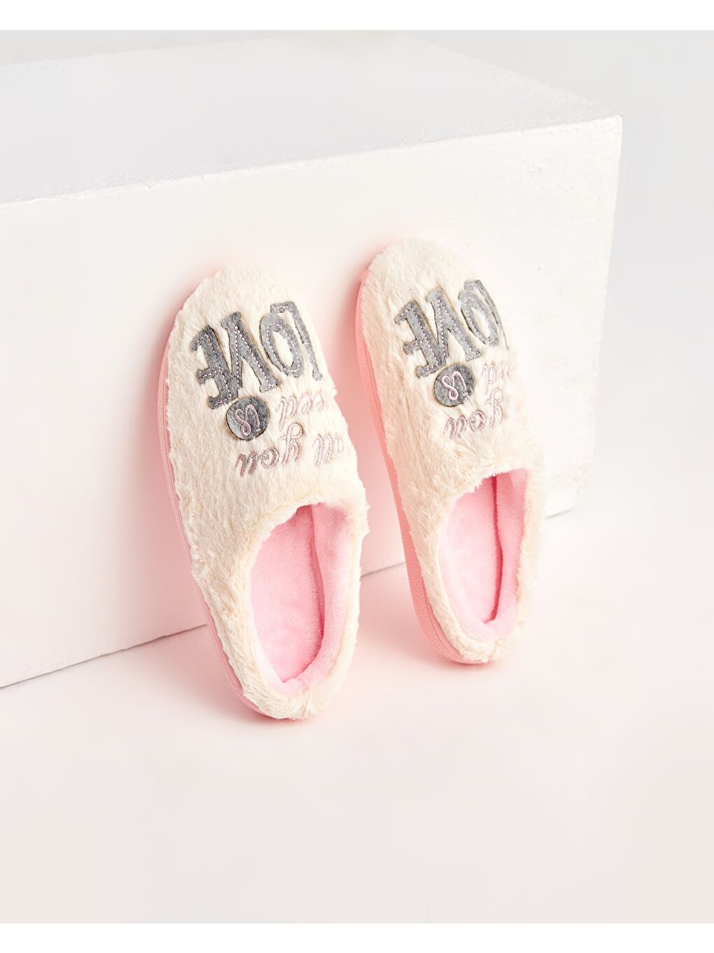 Ekru LOVES\SWEET-Kadın Ev Terliği-6