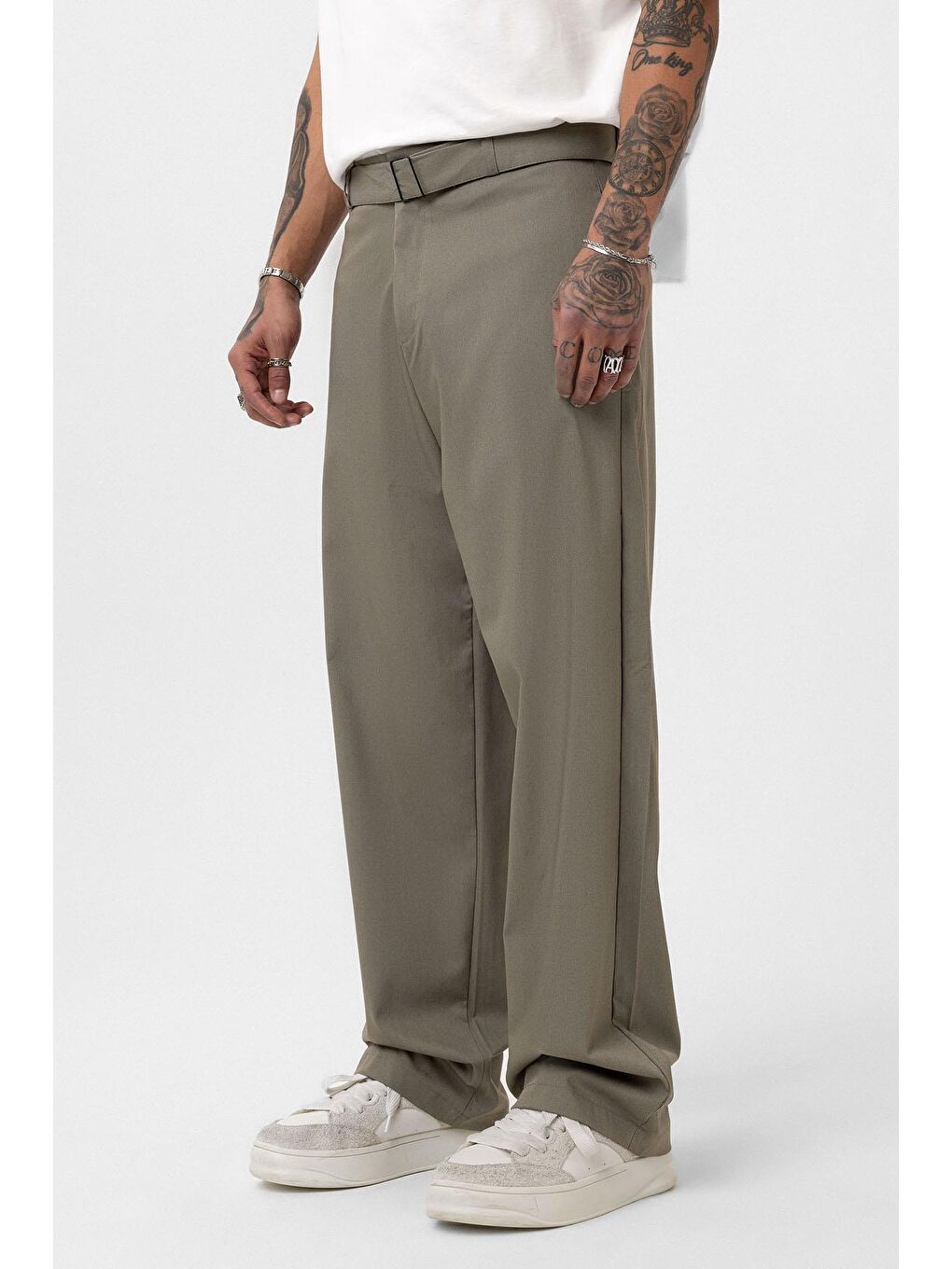 Vamosclo Kemerli Baggy Kumaş Erkek Pantolon  Haki - 2