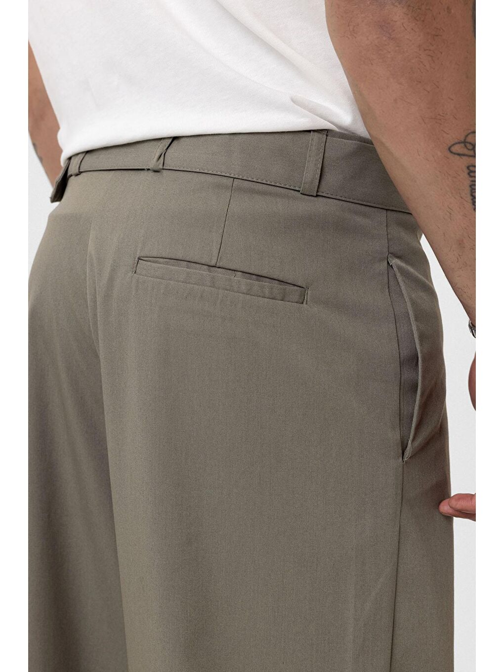 Vamosclo Kemerli Baggy Kumaş Erkek Pantolon  Haki - 5