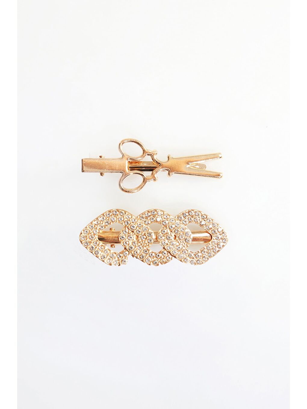 Sarı Makas Detaylı Taşlı 2 Li Pensli Toka