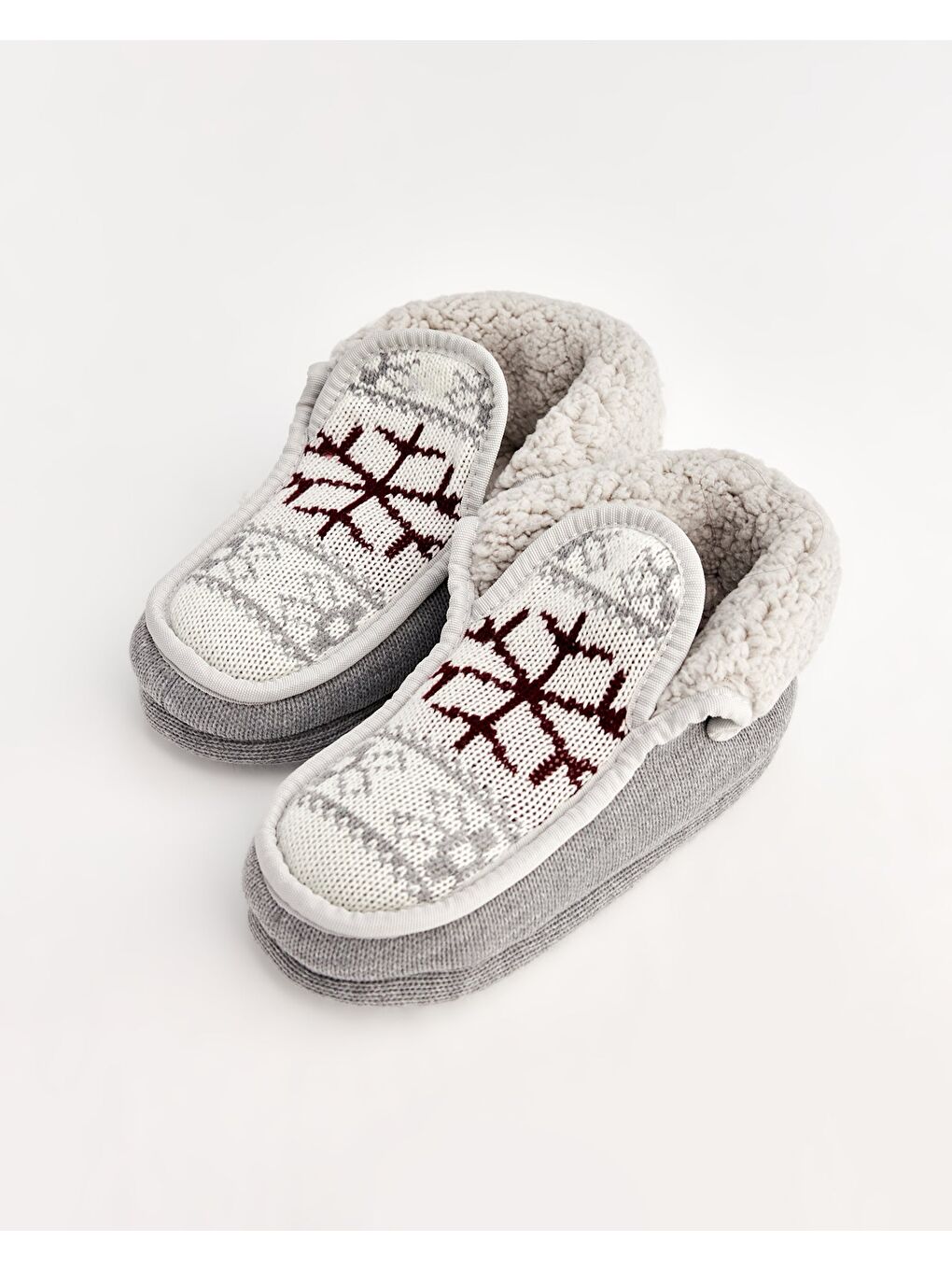 NUE - Kar Tanesi Detaylı Gri Kadın Ev İçi Ayakkabı-1