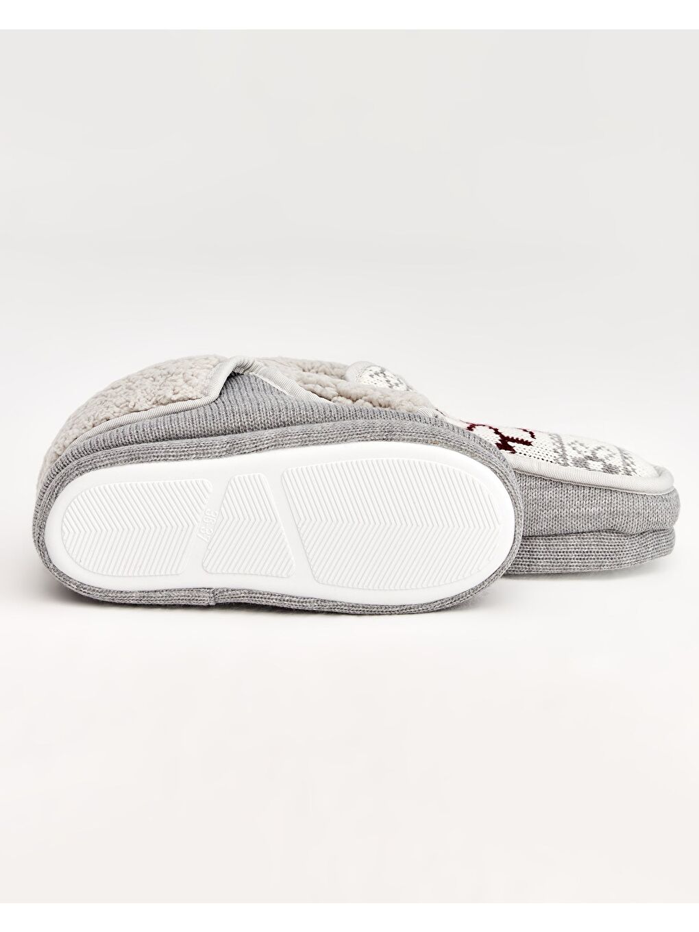 NUE - Kar Tanesi Detaylı Gri Kadın Ev İçi Ayakkabı-2