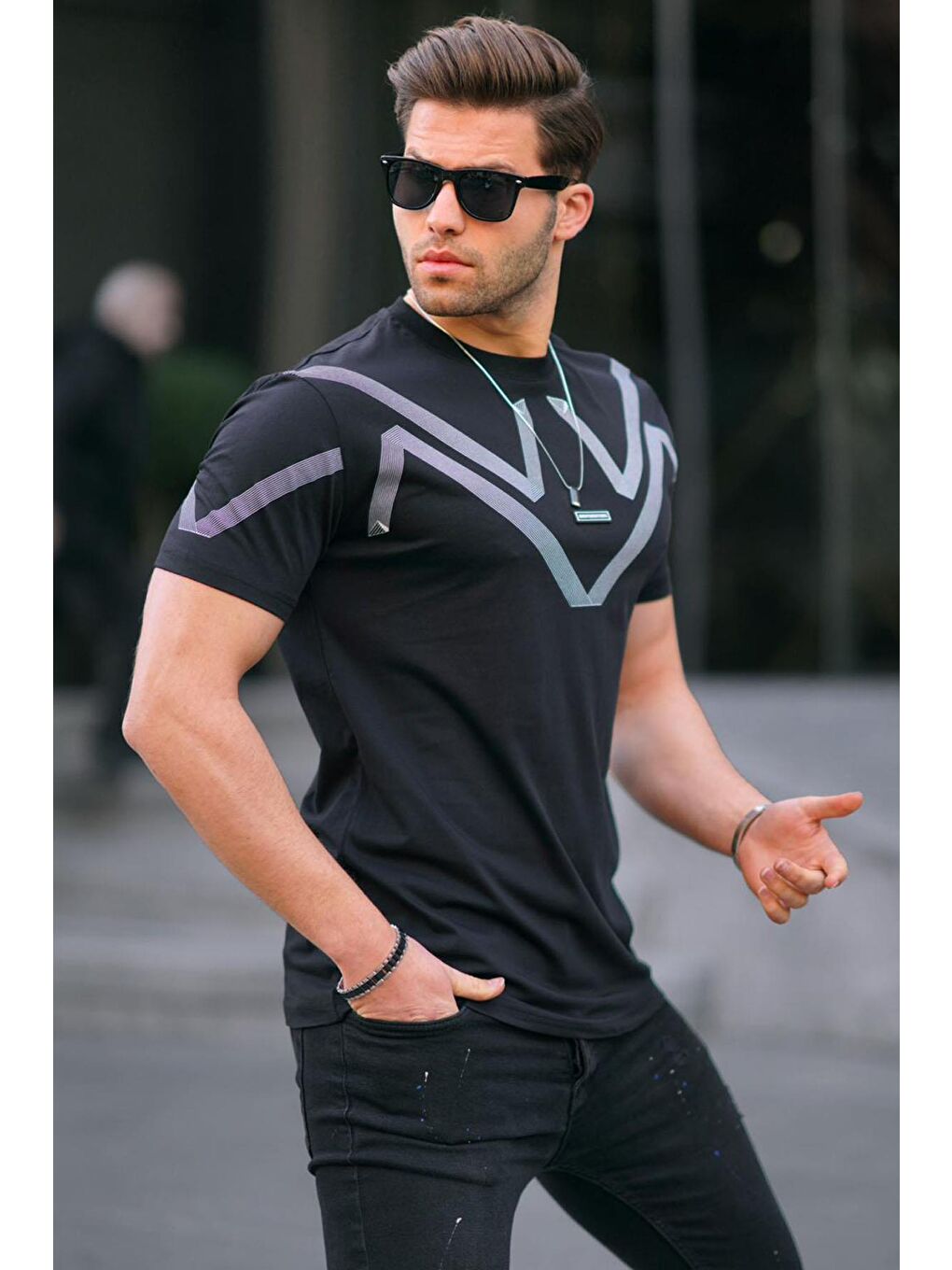 Siyah %100 Pamuk Tişört 5369-1