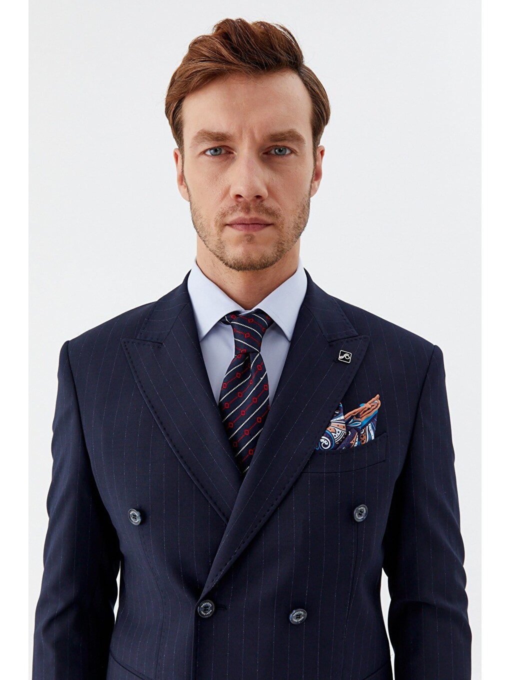 Lacivert Slim Fit Yünlü Dokuma 6 Drop Takım Elbise-2