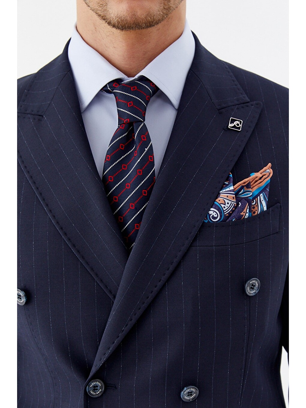 Lacivert Slim Fit Yünlü Dokuma 6 Drop Takım Elbise-3