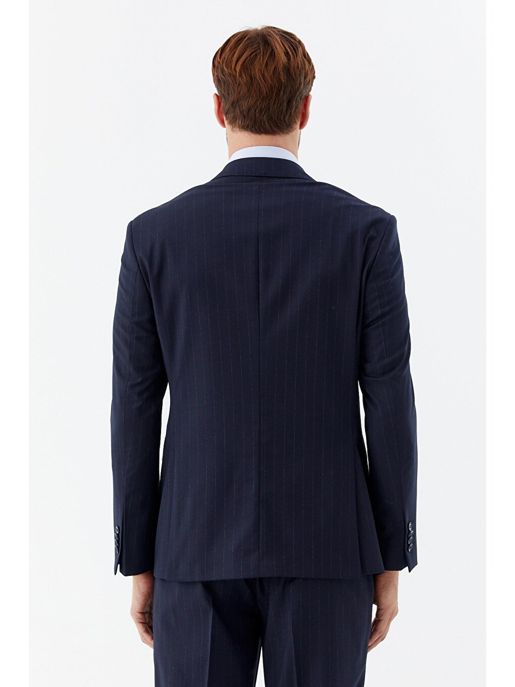 Lacivert Slim Fit Yünlü Dokuma 6 Drop Takım Elbise-7