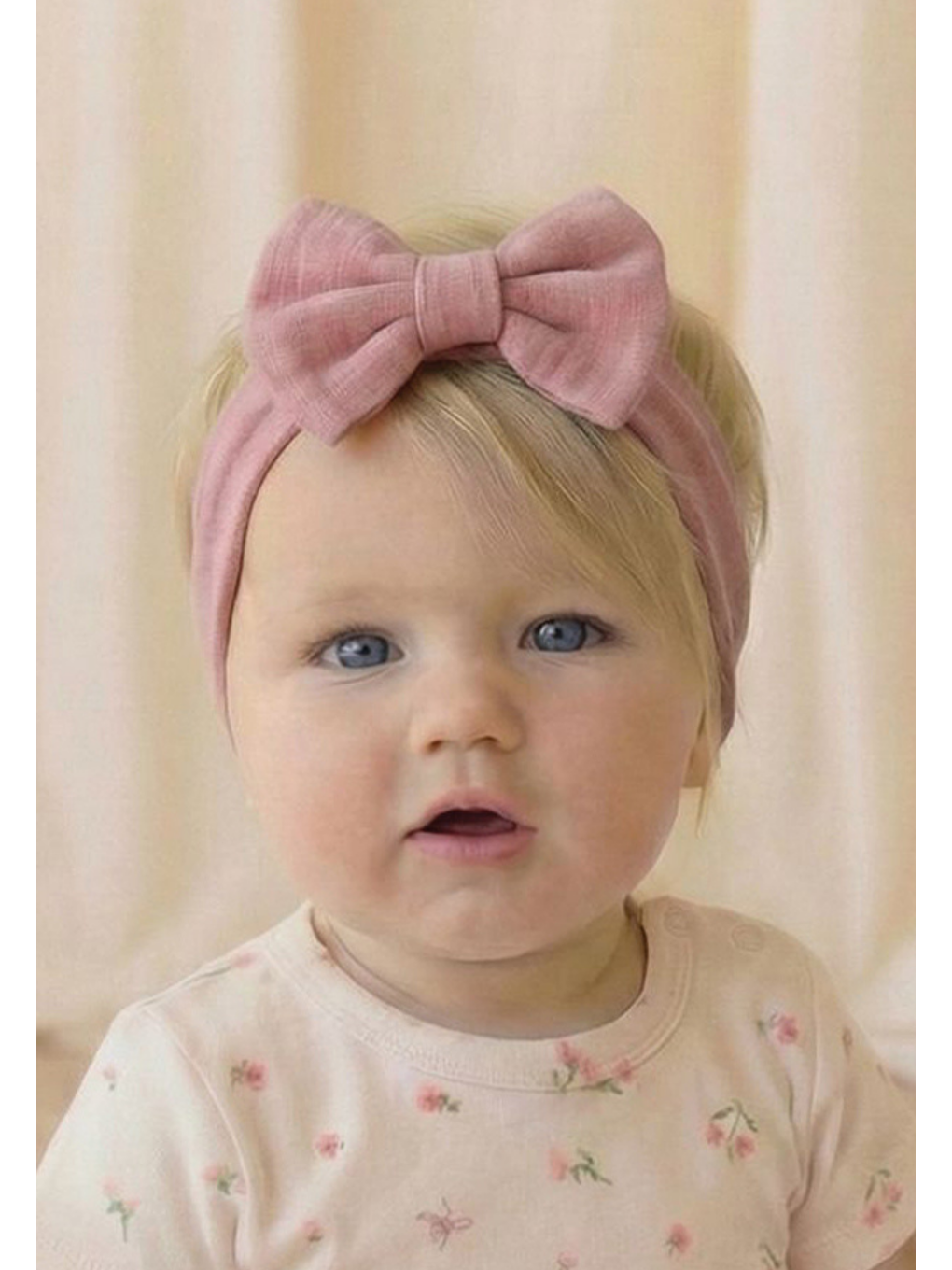 Kurdeleli Bebe Bandanası Pudra Pembe