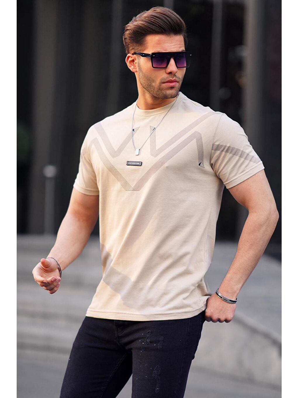 Bej %100 Pamuk Tişört 5369-1