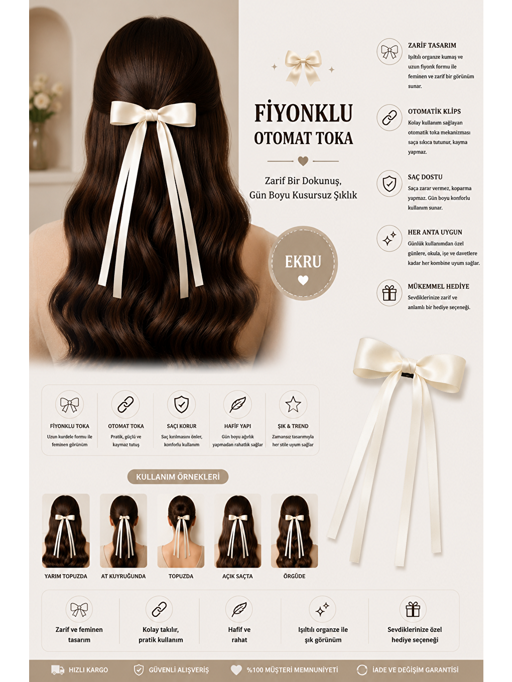 Fiyonklu Otomat Toka Ekru-2