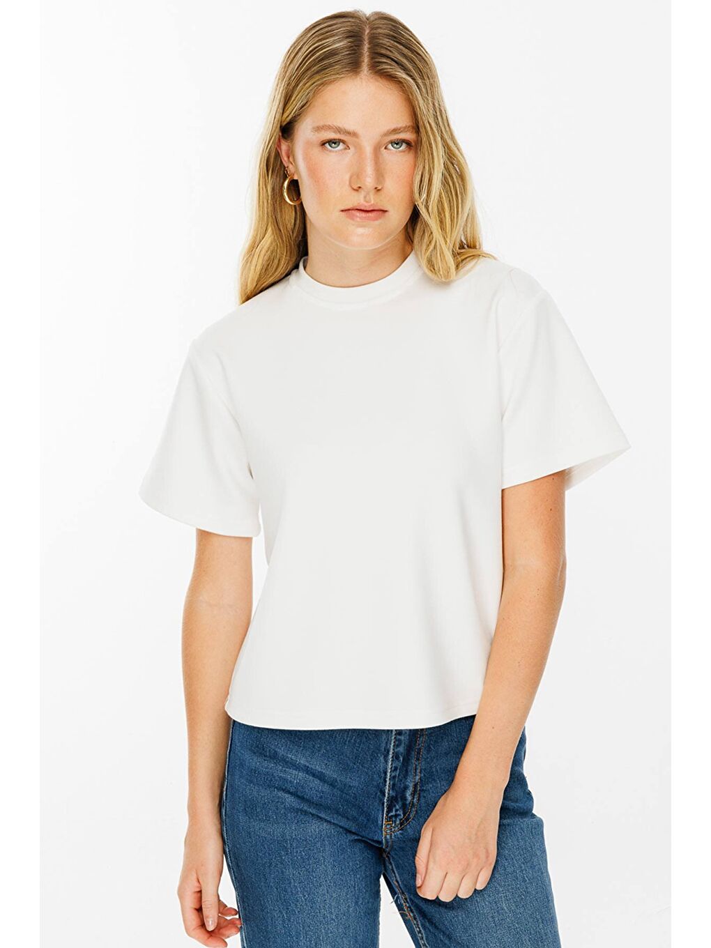 Pamuklu Basic Kırık Beyaz Tshirt