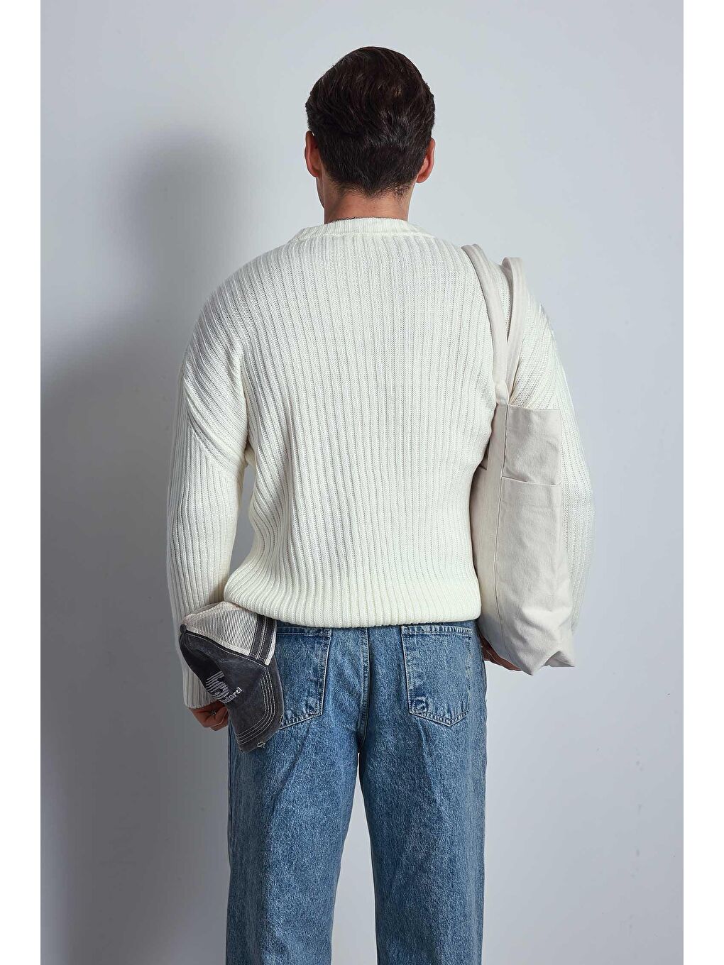 Erkek Regular Fit Kazak Ekru-4