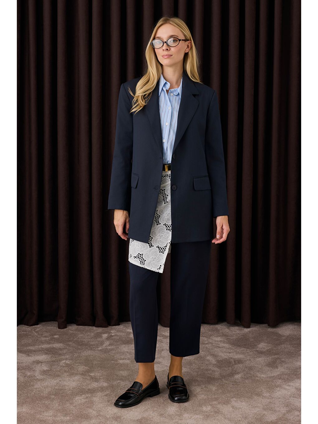 Klasik Blazer Ceket Koyu Lacivert-1