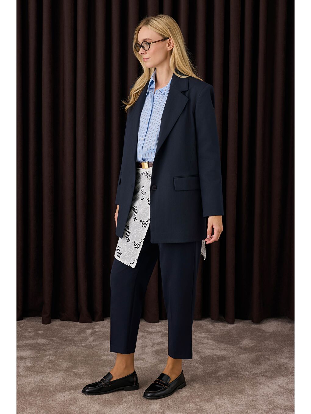 Klasik Blazer Ceket Koyu Lacivert-2