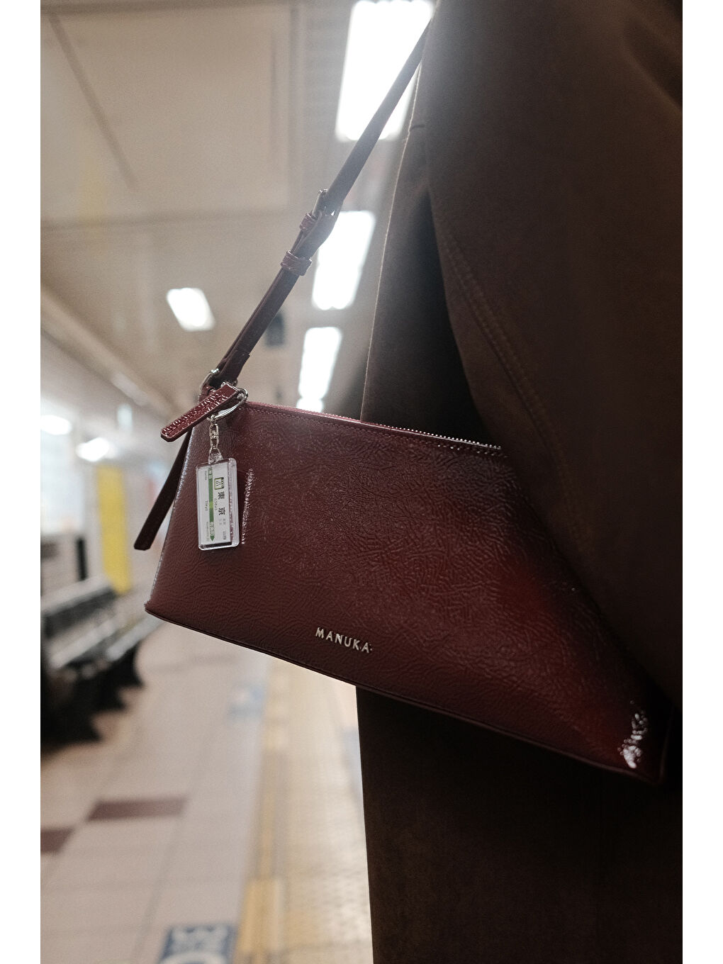 İnce Askılı Rugan Çanta Bordo-1