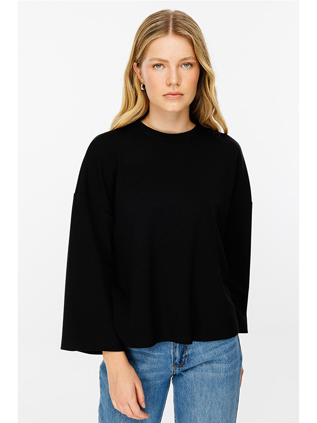 Uzun Kollu Oversize Siyah Tshirt