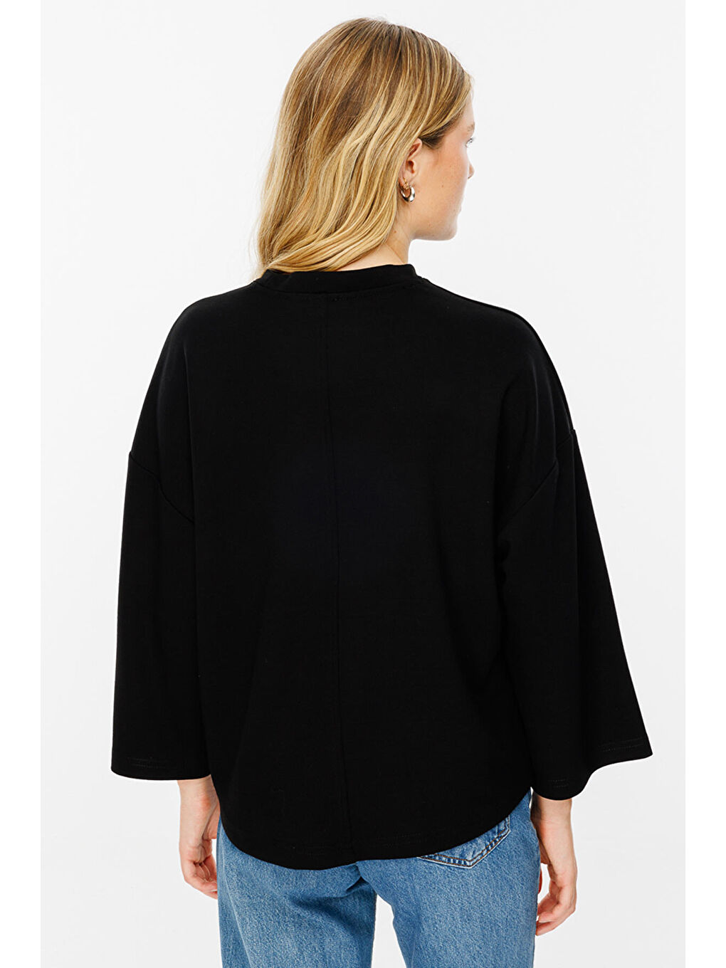Uzun Kollu Oversize Siyah Tshirt-3