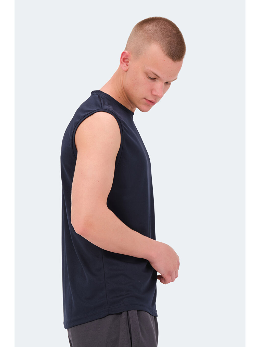 RAJYA Erkek Kolsuz Lacivert Tişört-5