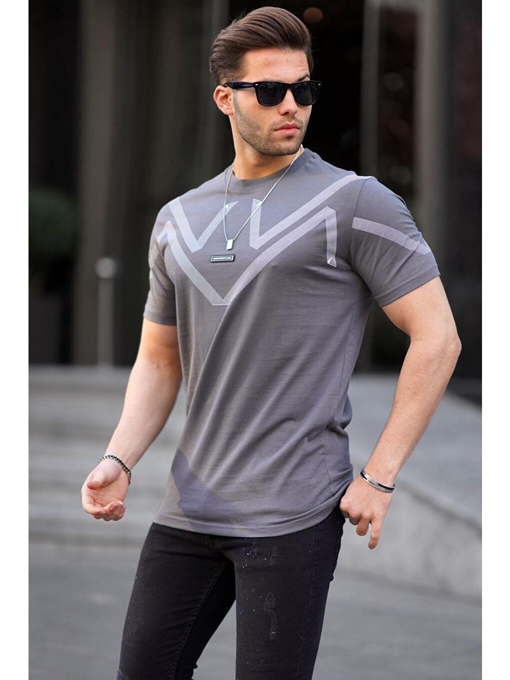 Gri Füme %100 Pamuk Tişört 5369