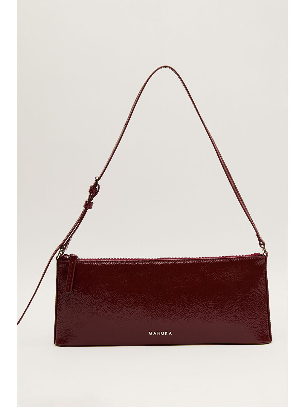 İnce Askılı Rugan Çanta Bordo-4