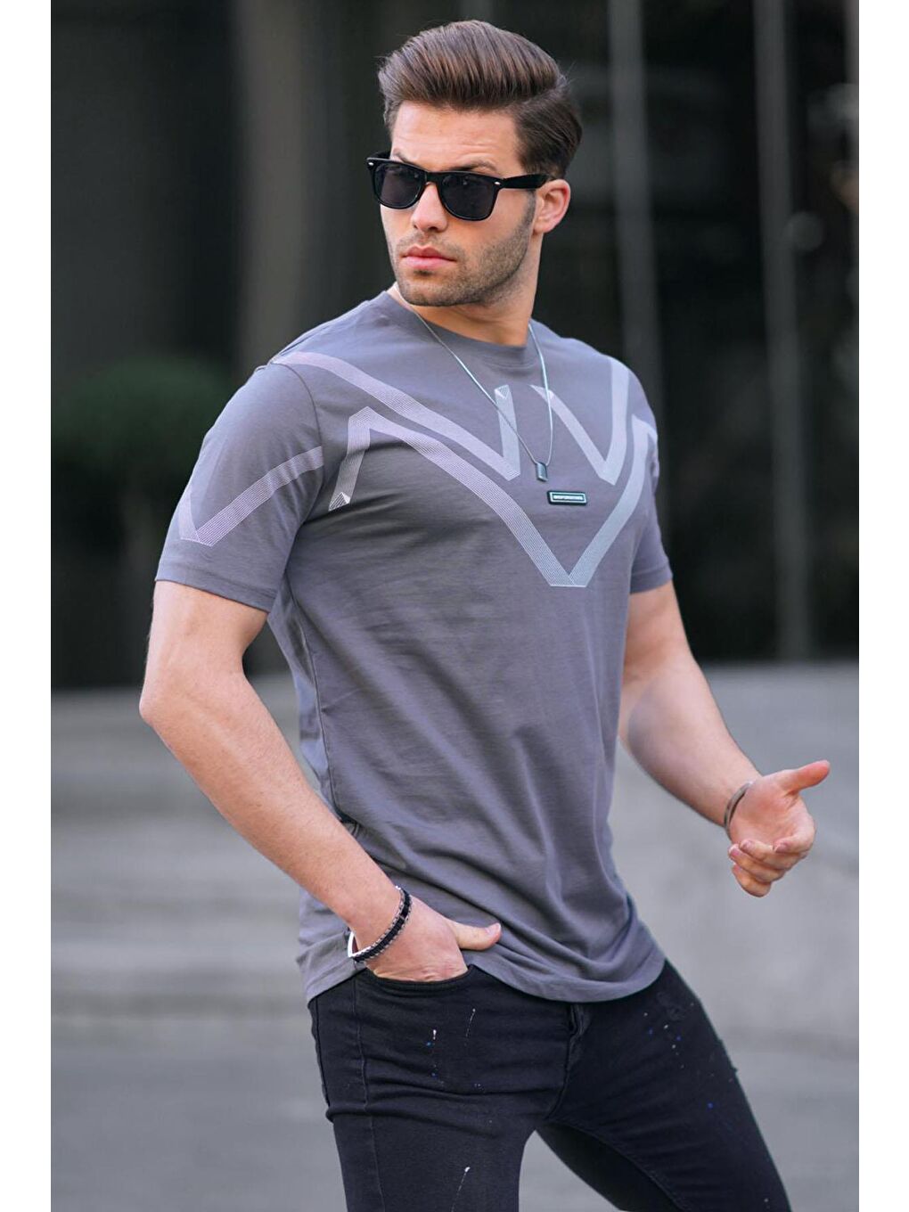 Gri Füme %100 Pamuk Tişört 5369-1