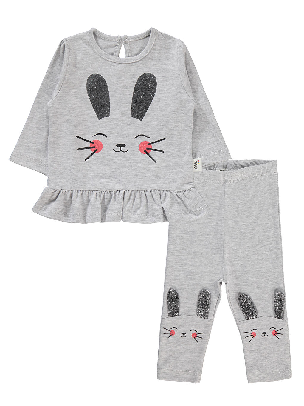 Beyaz Kız Bebek Taytlı Takım 6-18 Ay Karmelanj