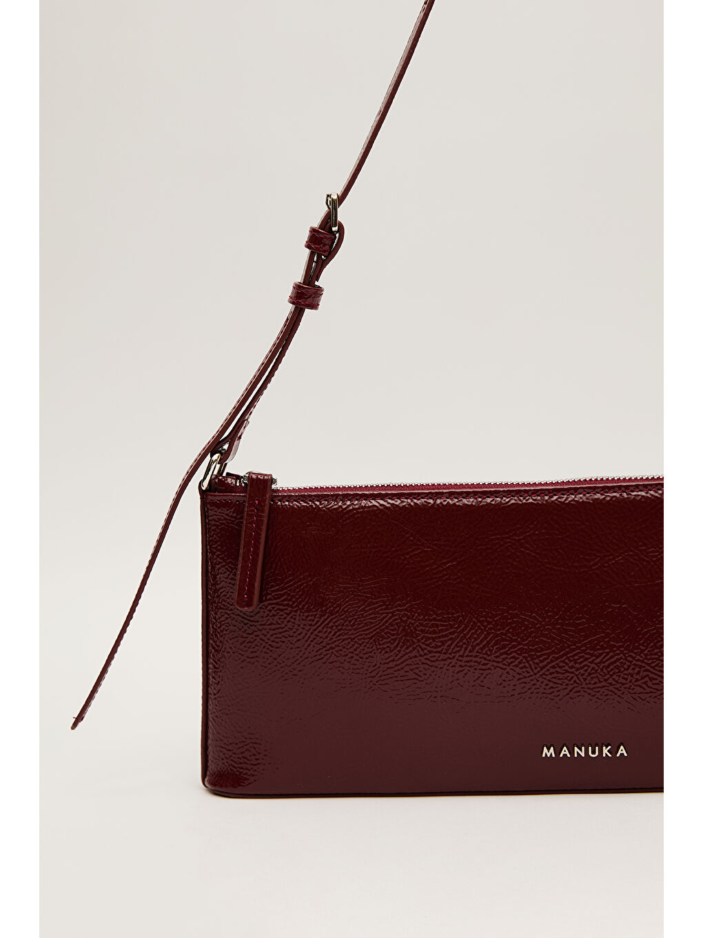 İnce Askılı Rugan Çanta Bordo-5