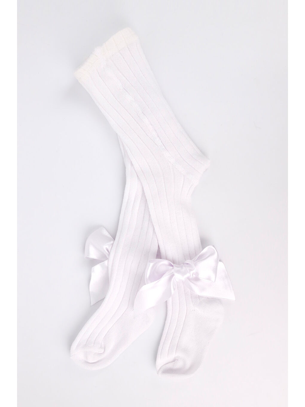 Beyaz Fiyonk Fitilli Kız Çocuk Külotlu Çorap-2